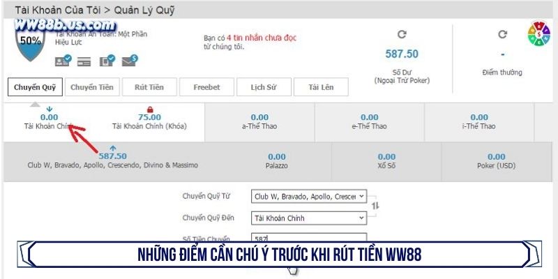 Những điểm cần chú ý trước khi rút tiền WW88